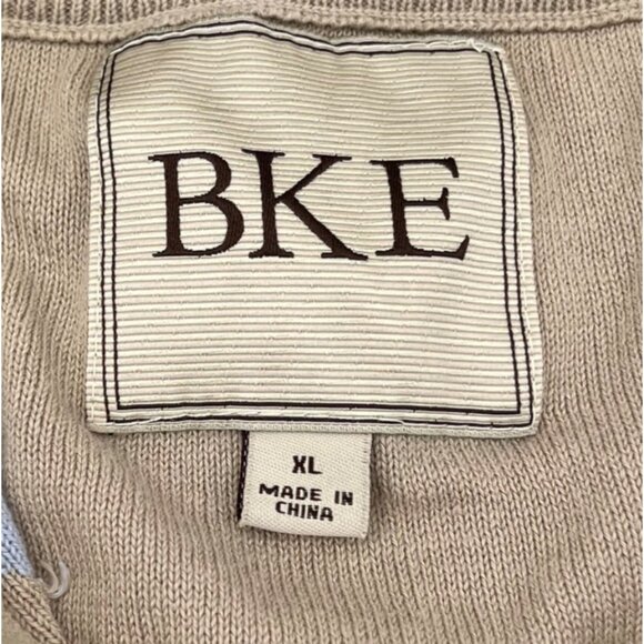 BKE Mens Argyle Pullover Sweater XL Beige 1/4 Zip 100% Cotton Casual Knit - Picture 2 of 5